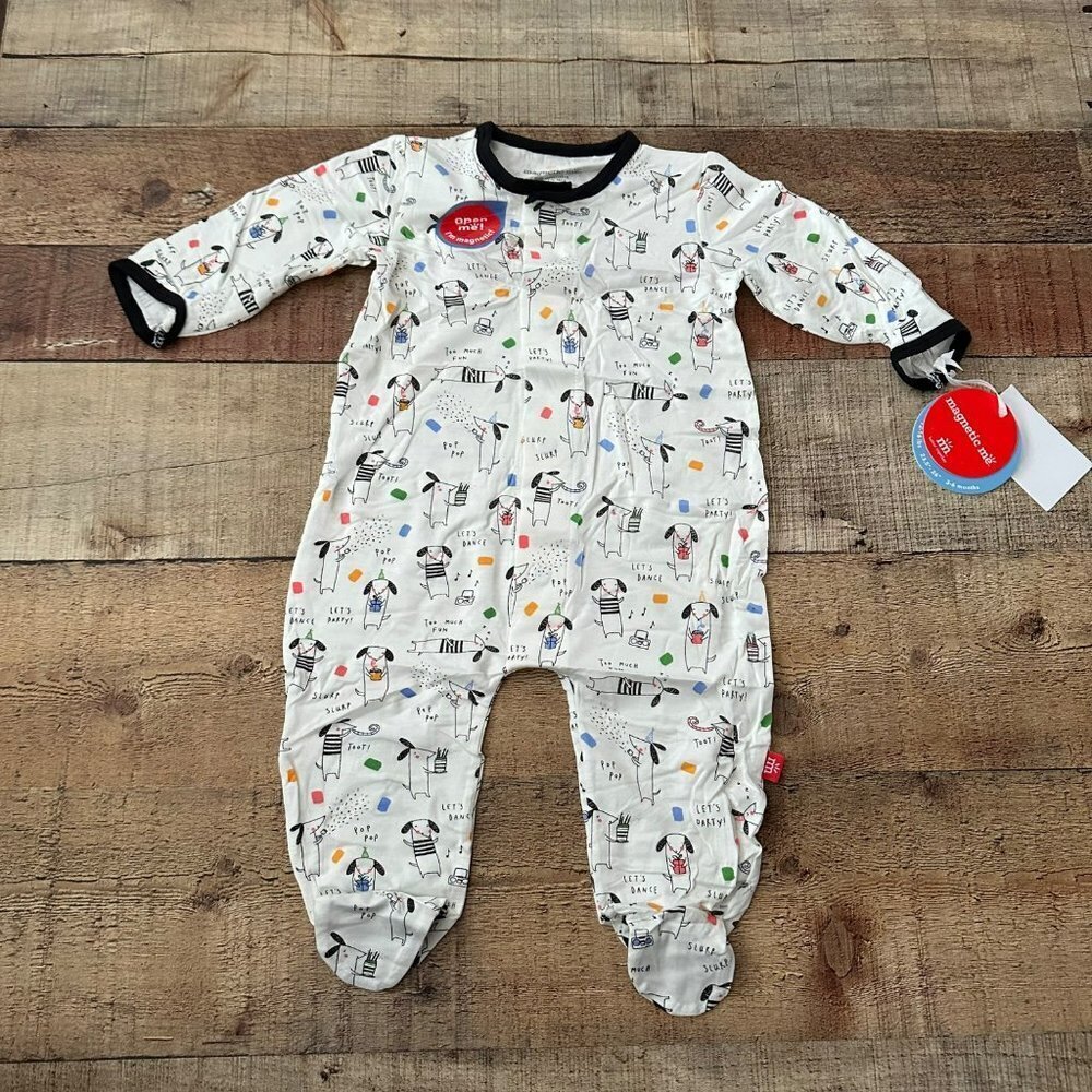 Magnetic Me Raise The Woof Cute Gender Nuetral Unisex Dog Footie Pajamas -3/6M